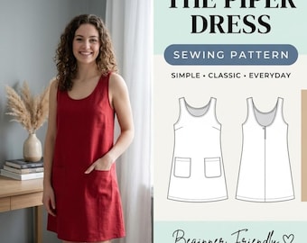 Sleeveless Linen Dress Sewing Pattern | Scoop Neck A-Line Tunic