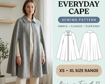 Wool Cape Sewing Pattern | Lined Cape with Arm Slits (PDF Tutorial)