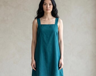 Square Neck Mini Dress Sewing Pattern PDF, Shift Dress Tutorial XS to 3XL, Beginner Friendly Instant Download,Sleeveless Linen Dress Pattern