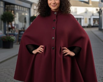 Patrón de costura de capa / Descarga digital en PDF / Capa de invierno con cuello alto y bolsillo de ribete opcional / Patrón de costura para principiantes / Tallas 0-32