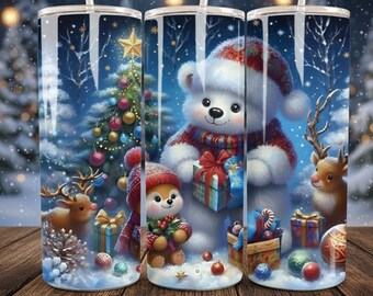 Bicchiere natalizio / Bicchiere sottile da 20 once PNG / Grazioso design per sublimazione invernale / Bicchiere con pupazzo di neve festivo