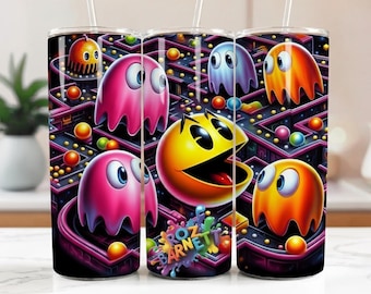 Bicchiere fantasma arcade classico / Bicchiere con design retrò pixel game / Bicchiere per sublimazione di giochi divertenti