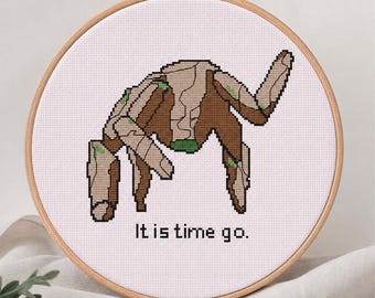 Project Hail Mary Rocky Cross Stitch Pattern PDF – “It Is Time Go” Sci-Fi Embroidery Design
