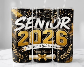 Senior 2026 Tumbler Wrap PNG, Senior 2026 png, personalisierter Name, digitaler Download