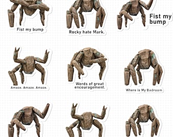 Project Hail Mary Rocky Sticker Sheet, Sci Fi Book Fan Art (Digital Download)