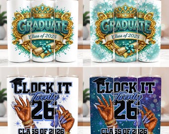 4x Klasse von 2026 Tumbler Wrap Bundle PNG | 4 Designs Senior 2026 Abschlussfeier Wraps | 20 Unzen Skinny Sublimation PNG | Sofort Download