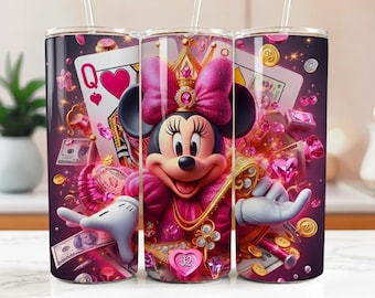 Bicchiere Glamorous Mouse Queen da 20 once: bicchiere da casinò rosa di Las Vegas, regalo personalizzato