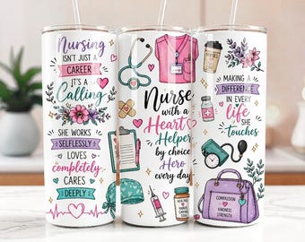 Nurse Tumbler Wrap 20 Unzen Skinny | Krankenschwester Leben PNG Sublimationsdesign | RN Pflege Tumbler Wrap PNG | Medizinischer Becher Design | Sofort Download
