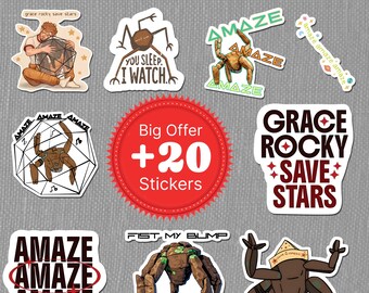 Pegatinas del Proyecto Ave María, Frases de Rocky Alien, Amaze Amaze, 20 pegatinas (Descarga digital)