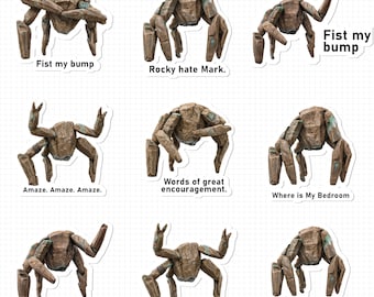 Project Hail Mary Rocky Sticker Sheet, Sci Fi Book Fan Art (Digital Download)