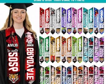 20x Abschluss Stola Canva Template Bundle 2026 | Bearbeitbare Grad Schärpe Sublimationsdesigns | Senioren Foto Stola | Klasse von 2026 Graduate PNG
