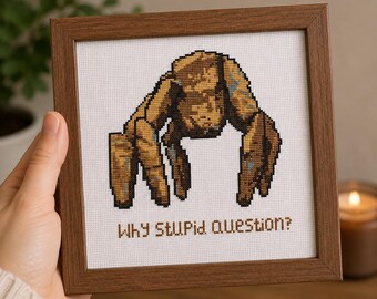 Project Hail Mary Rocky Cross Stitch Pattern | Why Stupid Question | Sci-Fi Inspired Embroidery Design | Instant Download PDF