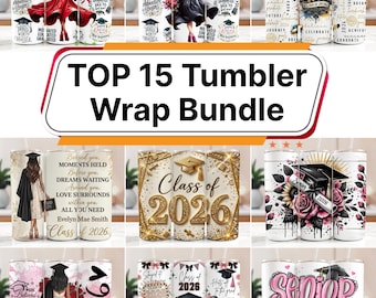 Klasse von 2026 Tumbler Wrap Bundle | Senior 2026 PNG, Graduation Skinny Tumbler Wrap, Sublimationsdesign, 20 Unzen PNG Bundle