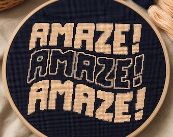Amaze Amaze Amaze Cross Stitch Pattern PDF, Project Hail Mary Rocky Quote, Sci Fi Book Fan Gift, Funny Alien Cross Stitch, Instant Download