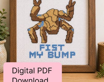 Proyecto Ave María Rocky Fist My Bump Patrón de punto de cruz en PDF para descargar