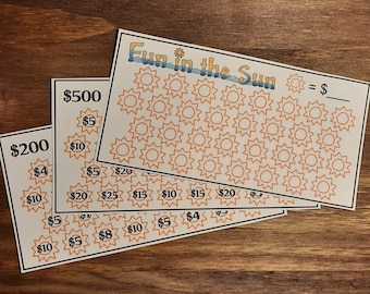 Fun in the Sun Mini Savings Challenge Trackers for A6 Cash Envelopes, Printable, DIGITAL PRODUCT
