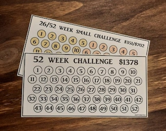 Printable 52 Week and 26 Week Mini Savings Challenge Trackers for A6 Cash Envelopes DIGITAL DOWNLOAD