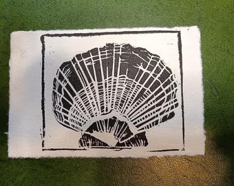 Scallop. Linocut