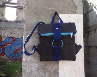 Mochila de lona encerada con parte superior enrollable