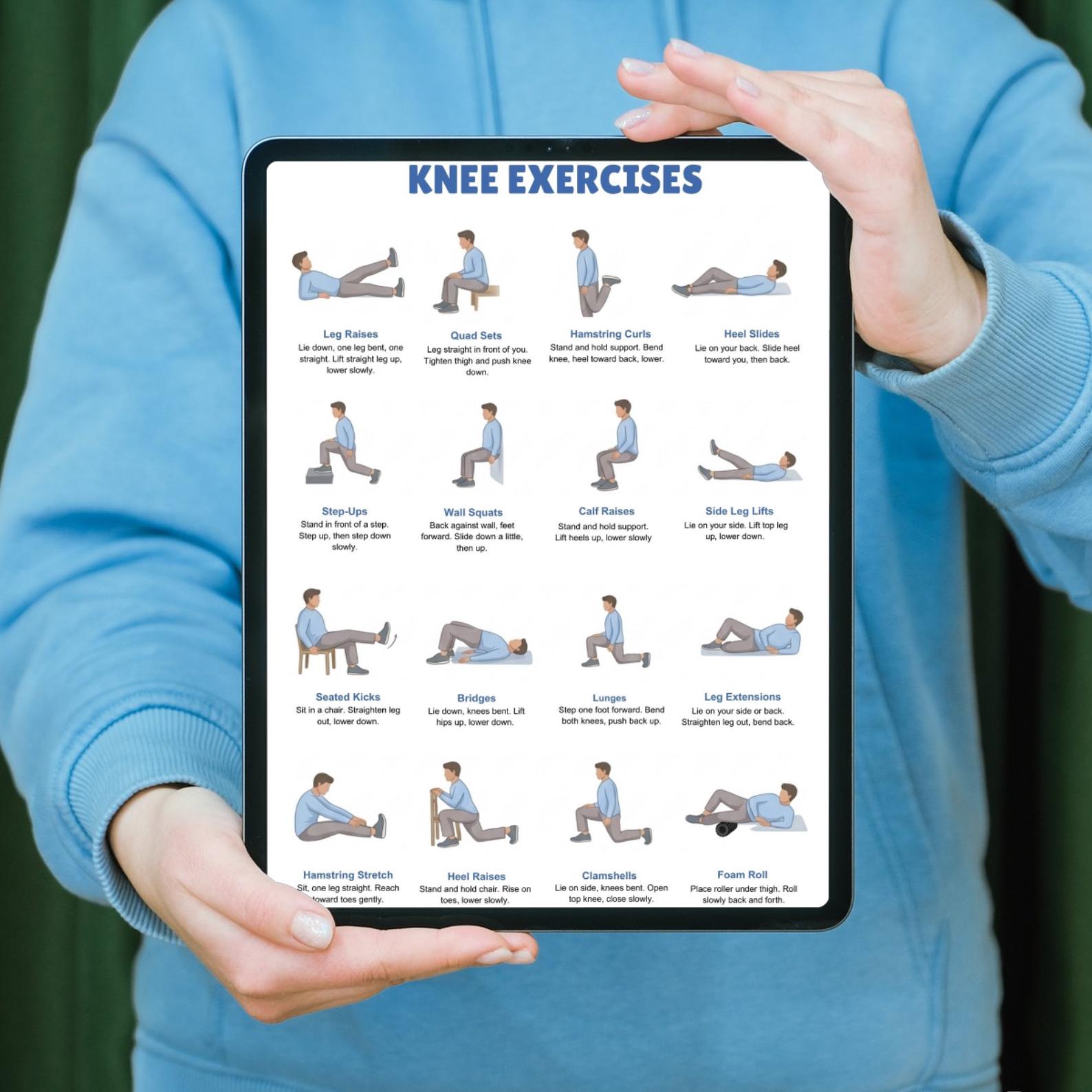 Knee Exercises Chart, Printable Exercise Charts, Senior Workout ...