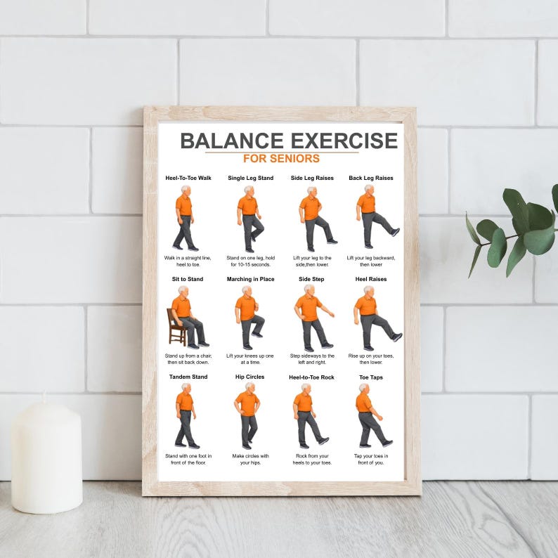 Balance Exercises for Seniors, Senior Balance Exercise Chart for Adults ...