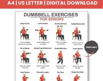 Dumbbell Exercises for Seniors, Seated Chair Strength Workout PDF Balance and Stability Training Printable Digital Download
