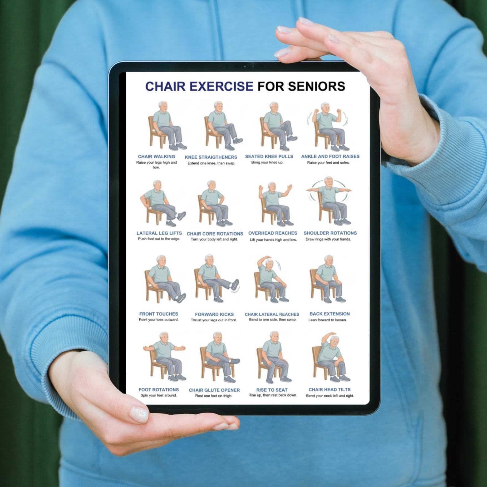 Printable Chair Exercises for Seniors Posters, Chair Exercises for the