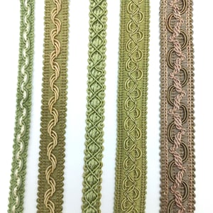Upholstery Gimp and Braid - Various widths in Green Tones