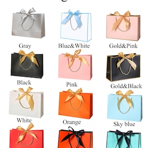 Custom Birthday Gift Bag, Personalized Name Gift Bags, Birthday Bags For Her, Birthday Bags, Elegant Custom Gift Bags with Ribbon Bow image 5