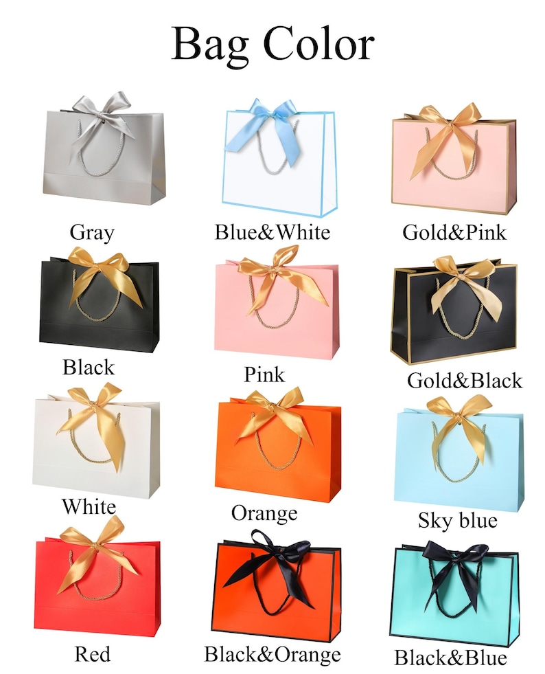Custom Birthday Gift Bag, Personalized Name Gift Bags, Birthday Bags For Her, Birthday Bags, Elegant Custom Gift Bags with Ribbon Bow image 5