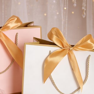 Custom Birthday Gift Bag, Personalized Name Gift Bags, Birthday Bags For Her, Birthday Bags, Elegant Custom Gift Bags with Ribbon Bow image 9