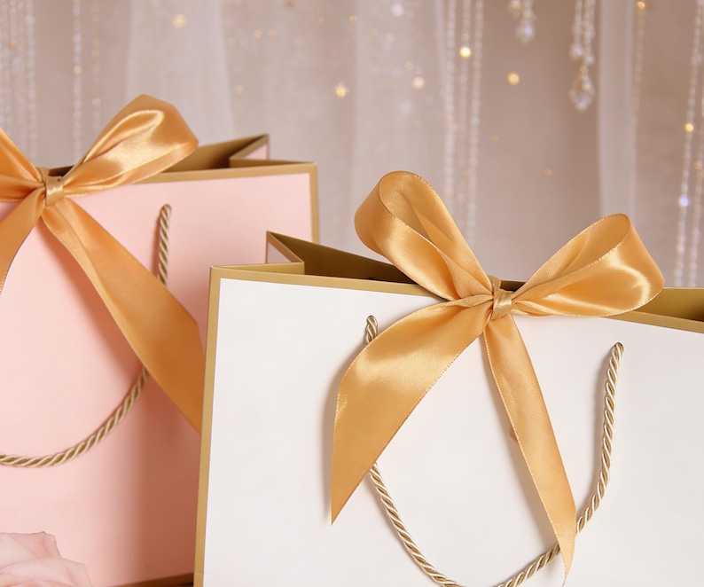 Custom Birthday Gift Bag, Personalized Name Gift Bags, Birthday Bags For Her, Birthday Bags, Elegant Custom Gift Bags with Ribbon Bow image 9