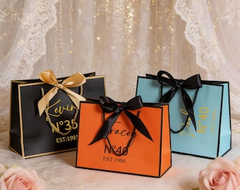 Custom Birthday Gift Bag, Personalized Name Gift Bags, Birthday Bags For Her, Birthday Bags, Elegant Custom Gift Bags with Ribbon Bow