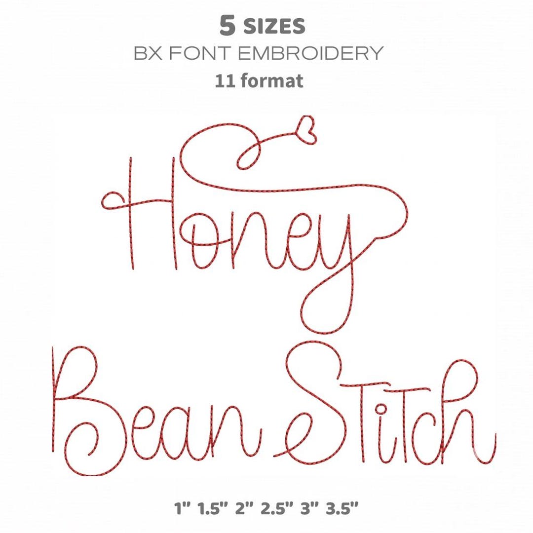 Honey Cursive Bean Stitch Embroidery Machine Font Embroidery Alphabet ...