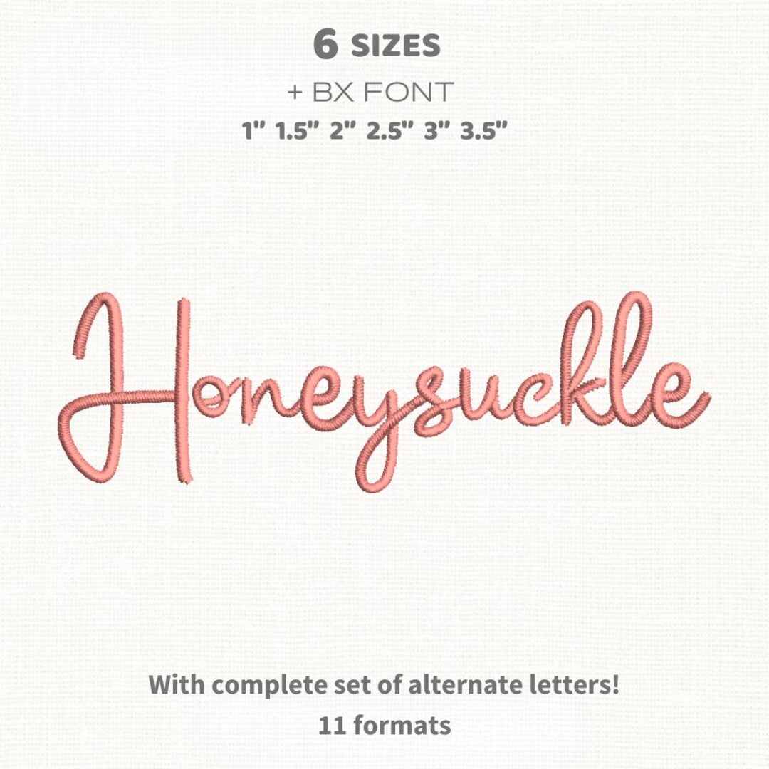 Honey Suckle Cursive Embroidery Font, Readable Script Font, Brother ...