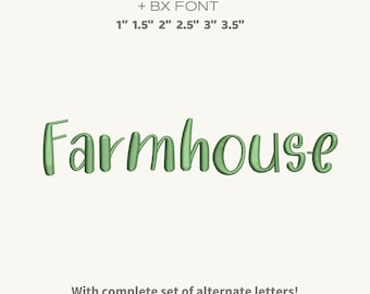 Farmhouse Embroidery Font, Farm Style Machine Embroidery Font, Trendy Machine Embroidery - 6 Sizes - BX Files Instant Download Design