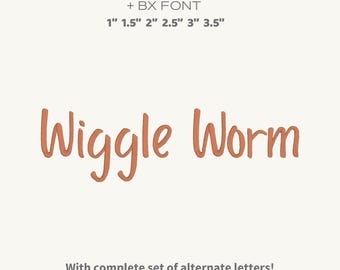 Wiggle Worm Embroidery Font, Native BX format included 6 Sizes, Monogram font in 11 Formats