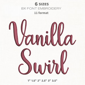 Vanilla Swirl Cursive Script Embroidery Font Alphabet, 6 Sizes 11 Formats + BX, Machine Embroidery Design File, Instant Download