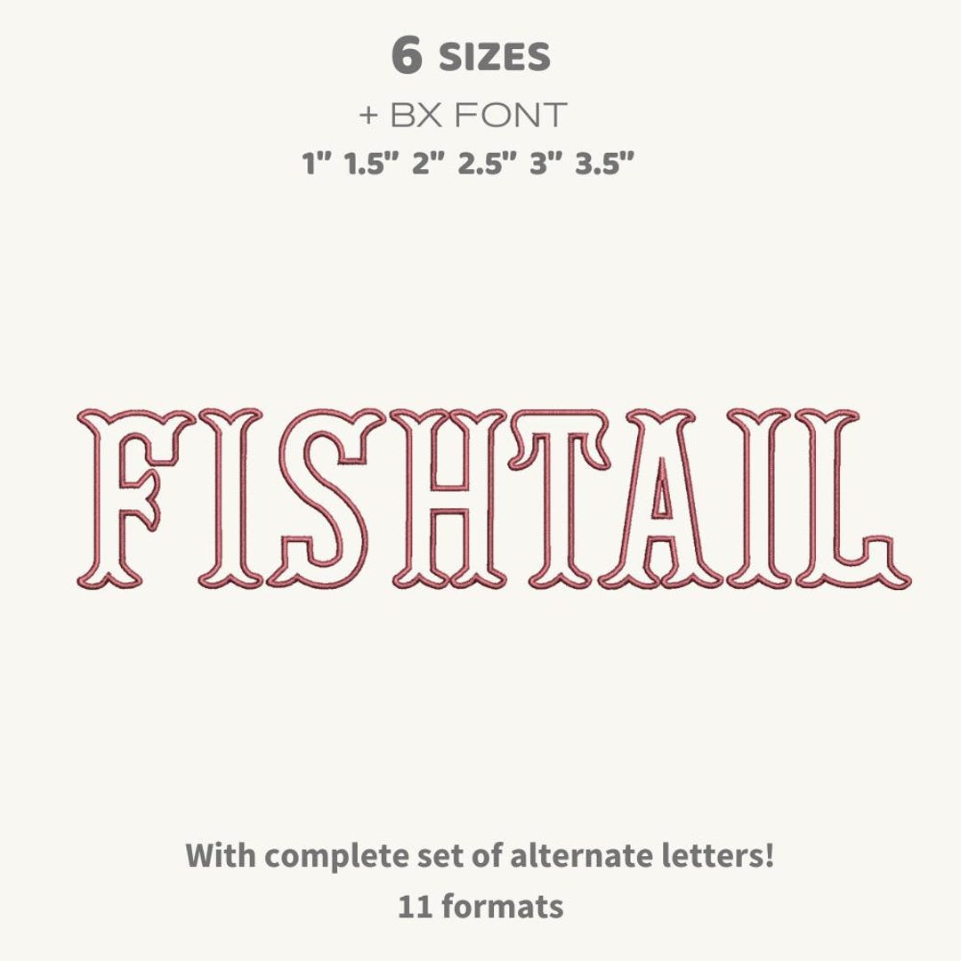 Fishtail Monogram 2 Color Embroidery Font, 6 Sizes 11 Formats + BX ...