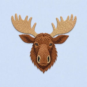 Moose Embroidery Design Rustic Woodland Animal Machine Stitch Sweatshirt Shirt Pattern Hunting Lodge Gift