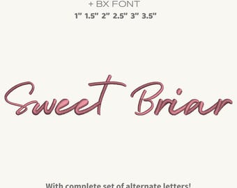 Süße Briar Schreibschrift, SX Pes Dst Jef VP3 Exp, kursive Schrift, Brother Pes Schrift, Mini Stickschrift, Schriftgröße 1 '' bis 3,5 ''