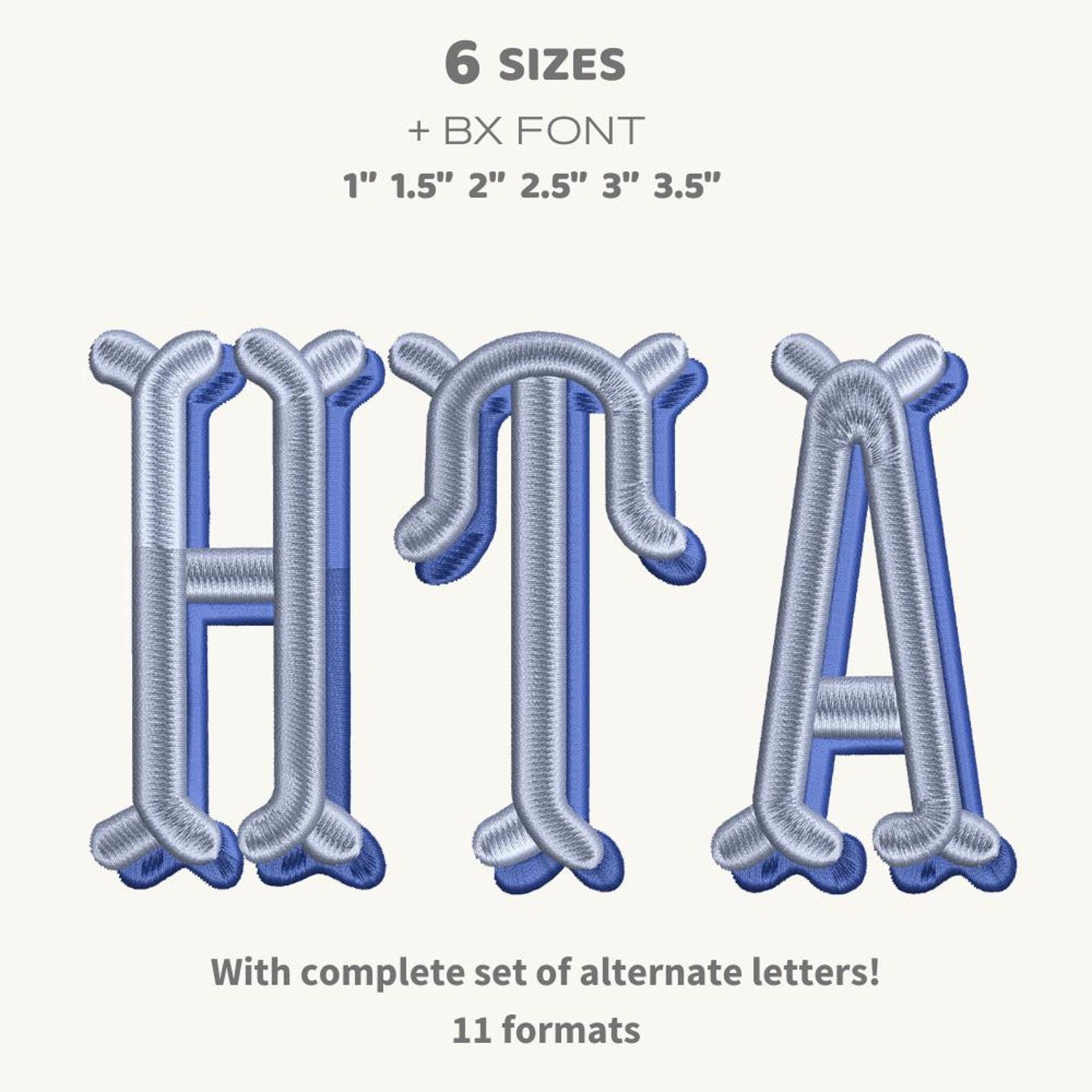 Fishtail Shadow Monogram Embroidery Font, Satin Stitch Font Machine ...