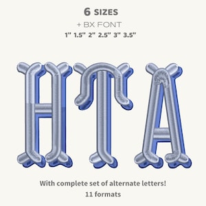 Fishtail Shadow Monogram Embroidery Font, Satin Stitch Font Machine Embroidery, 6 Sizes 11 Formats + BX, Monogram Design File Native BX Font