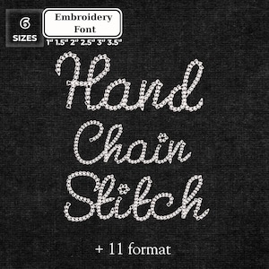 Kettenstich Schriftart Schreibschrift, Maschinenstickerei Schriftart, 6 Größen, sofortiger Download, Schreibschrift, Monogramm Schriftarten, ONE + 11 Formate, Instant Download