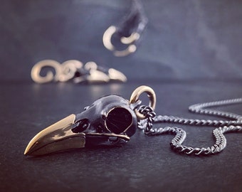 Black Raven Skull Necklace