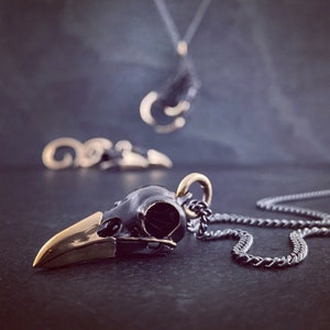 Black Raven Skull Necklace