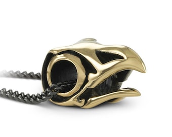 Bird Skull Necklace - Bronze Eagle Skull Pendant