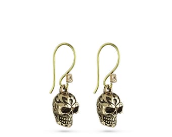 Skull Earrings - Bronze Tribal Skull Earrings