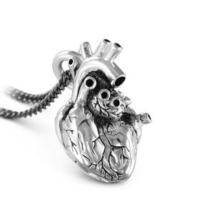 Anatomical Heart Necklace Antique Silver Anatomical Heart Pendant image 2