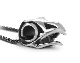 Bird Skull Necklace - Antique Silver Bird Skull Pendant